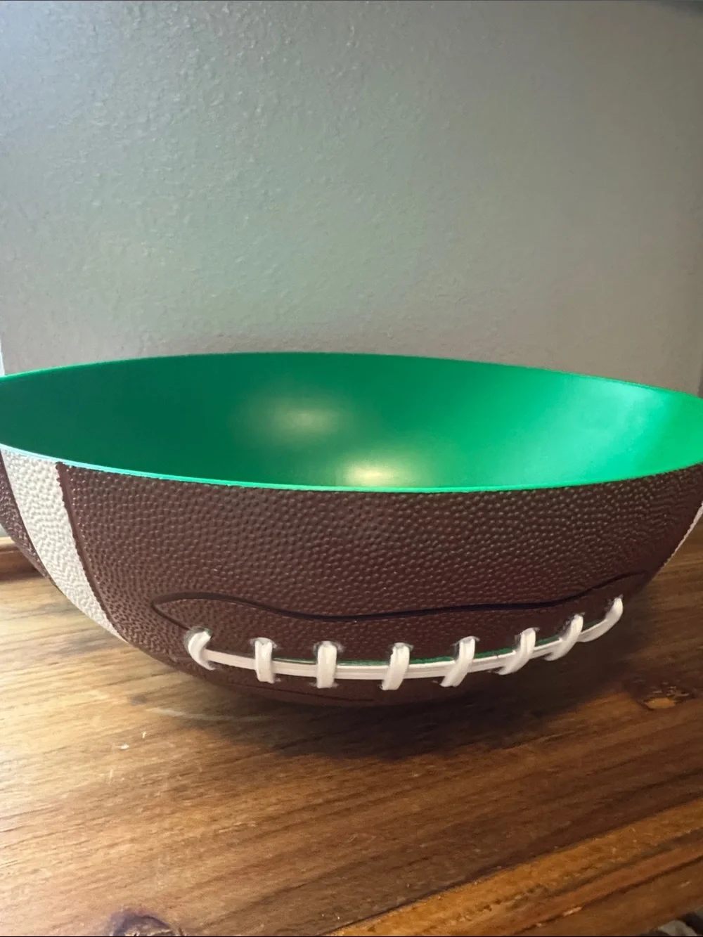 Decorative Football-Themed Serving Bowl in Brown and Green